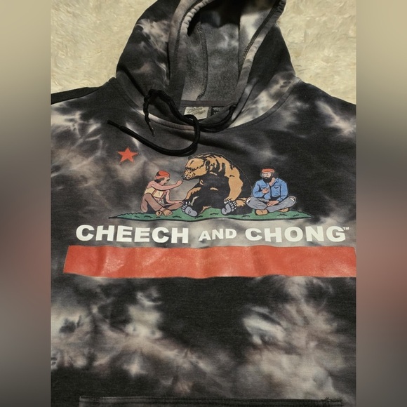 Cheech & Chong California Republic Black Reefer Tie-Dye Men's Size L Hoodie EUC - Picture 5 of 6